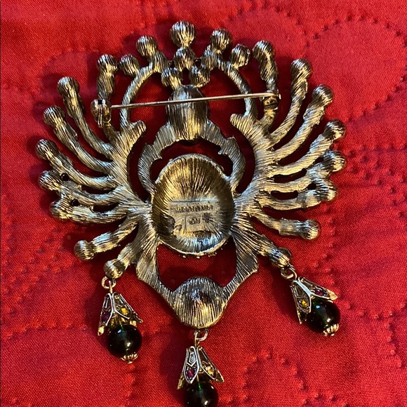 Colorful Beaded Scarab Brooch - Picture 2 of 3